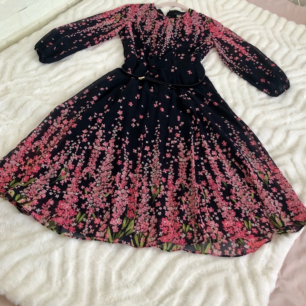 Tommy Hilfiger dress navy blue size 4  with cherry blossom pink flowers